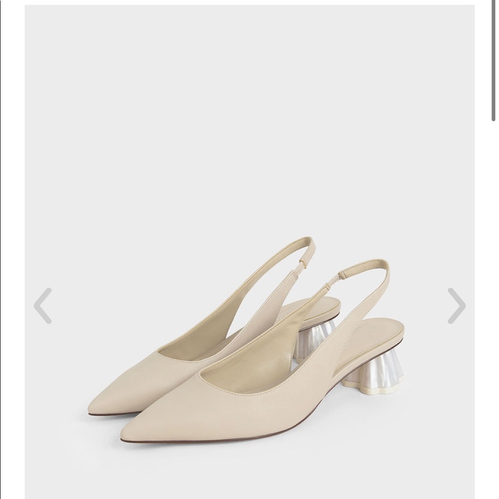 Geometric Heel Slingback Pumps